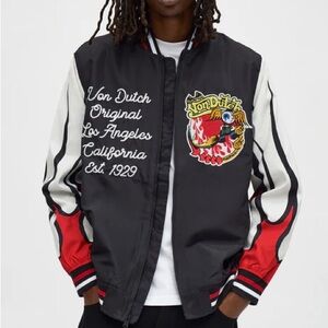 •Flame Kustom Culture• Von Dutch Embroidered Varsity Jacket